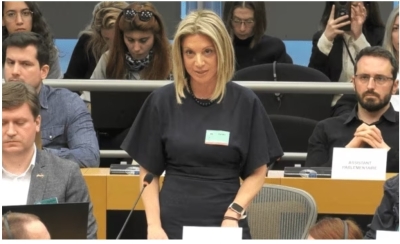 Στιγμιότυπο από την ομιλία της Μαρίας Καρυστιανού στο Ευρωκοινοβούλιο 