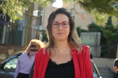H επικεφαλής της Λαϊκής Συσπείρωσης Μυτιλήνης και υποψήφια Δήμαρχος Μυτιλήνης, Νίκη Τσιριγώτη 
