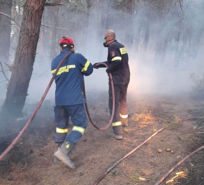 Στιγμιότυπο από τις επιχειρήσεις κατάσβεσης στην περιοχή των Βατερών