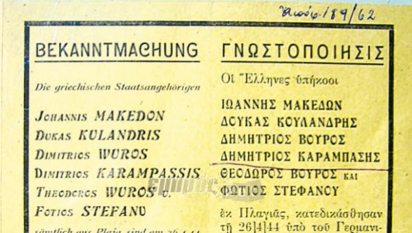Λέσβιοι πατριώτες - θύματα της στρατευμάτων κατοχής την περίοδο 1941-1944 μέσα και έξω από τη Λέσβο