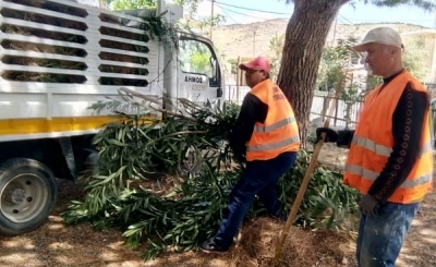 Συνεργεία του Δήμου Δυτικής Λέσβου κόβουν τα χόρτα