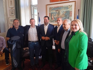 Στιγμιότυπο από την συνάντηση με τον Δήμαρχο Μυτιλήνης, Παναγιώτη Χριστόφα