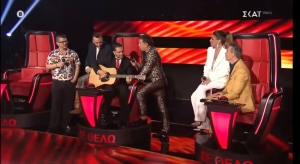 Στιγμιότυπο από την συμμετοχή του Σταύρου Λιαργκόβα στο Τhe Voice